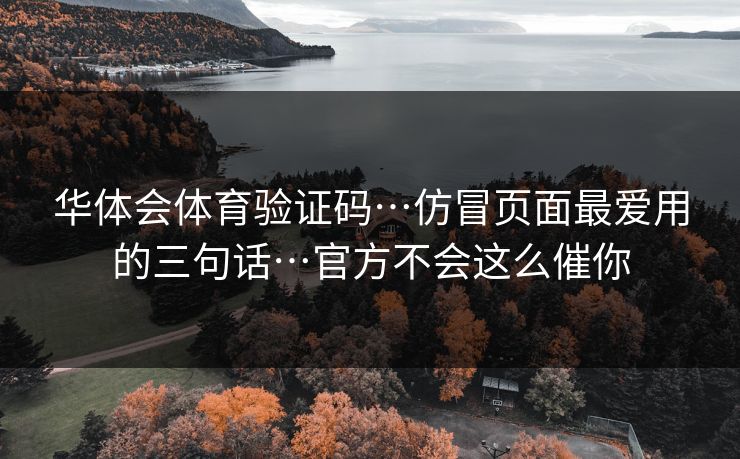 华体会体育验证码…仿冒页面最爱用的三句话…官方不会这么催你