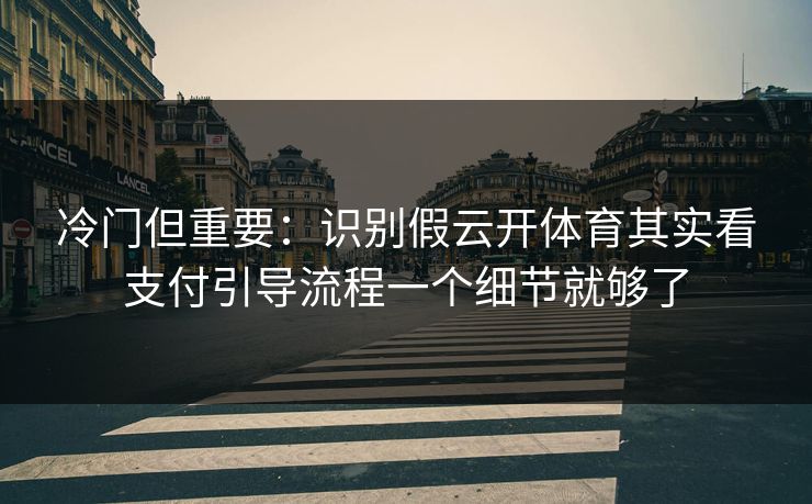 冷门但重要:识别假云开体育其实看支付引导流程一个细节就够了